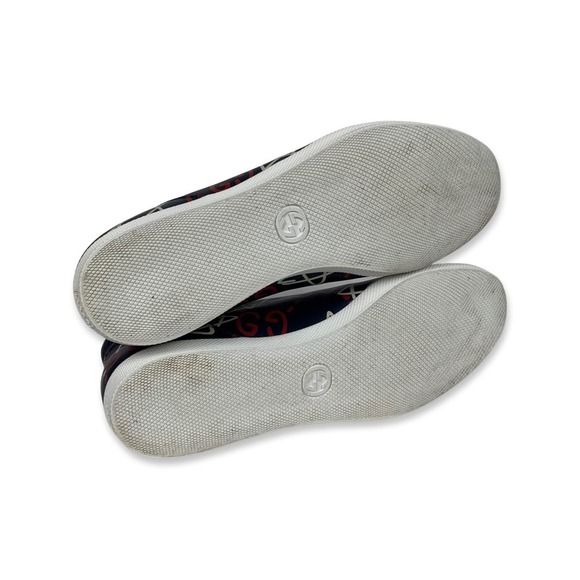 Gucci Ghost Red White and Navy High Top Leather Sneakers - Picture 5 of 16